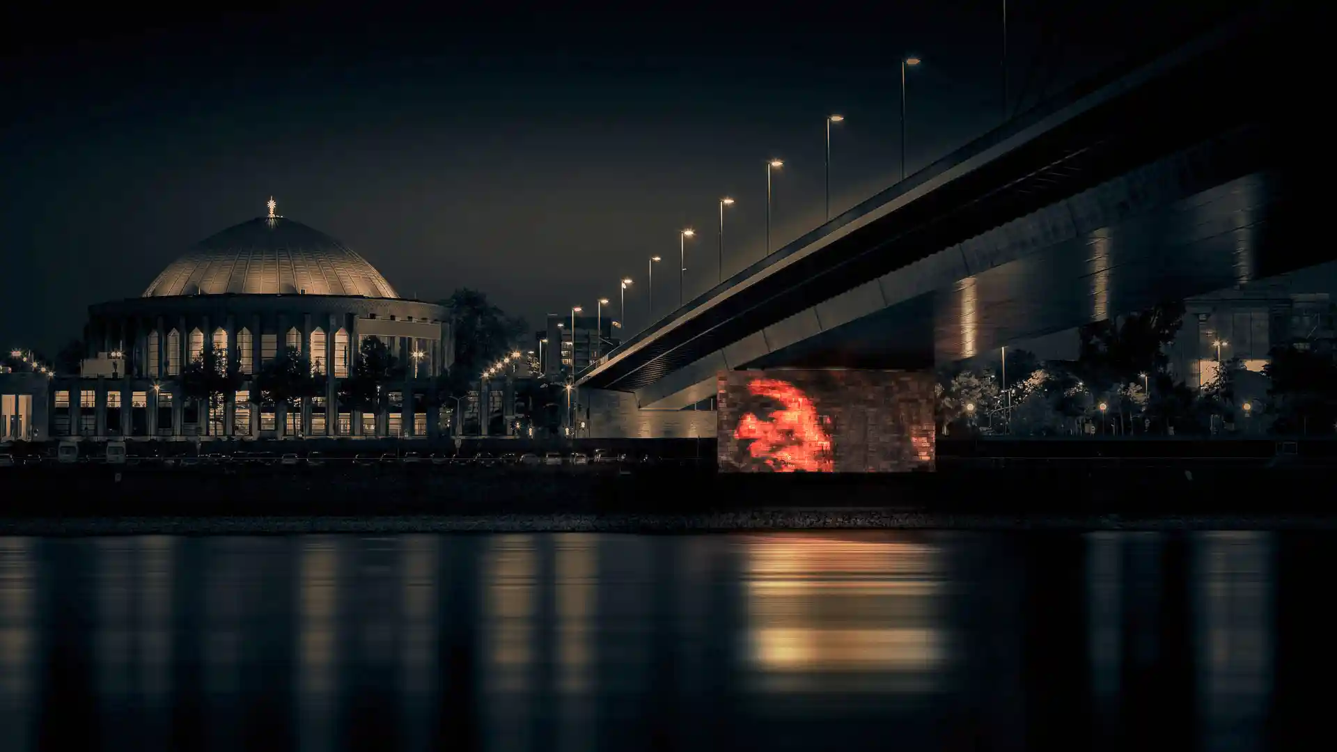 Plans, Visualisierung der Video Klang Installation unter der Oberkasseler Brücke an der Tonhalle in Düsseldorf, Bild 2