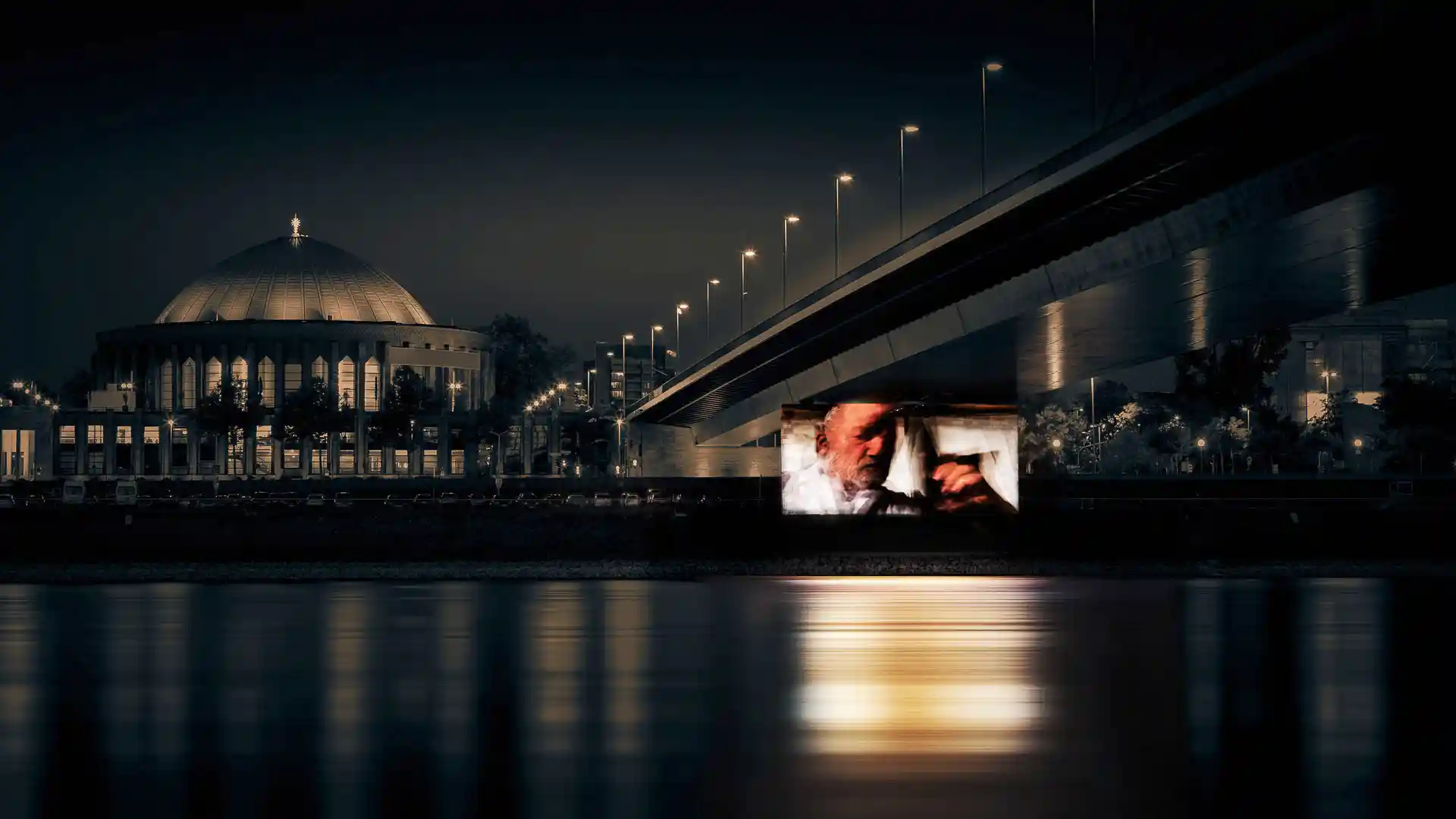 Plans, Visualisierung der Video Klang Installation unter der Oberkasseler Brücke an der Tonhalle in Düsseldorf, Bild 6