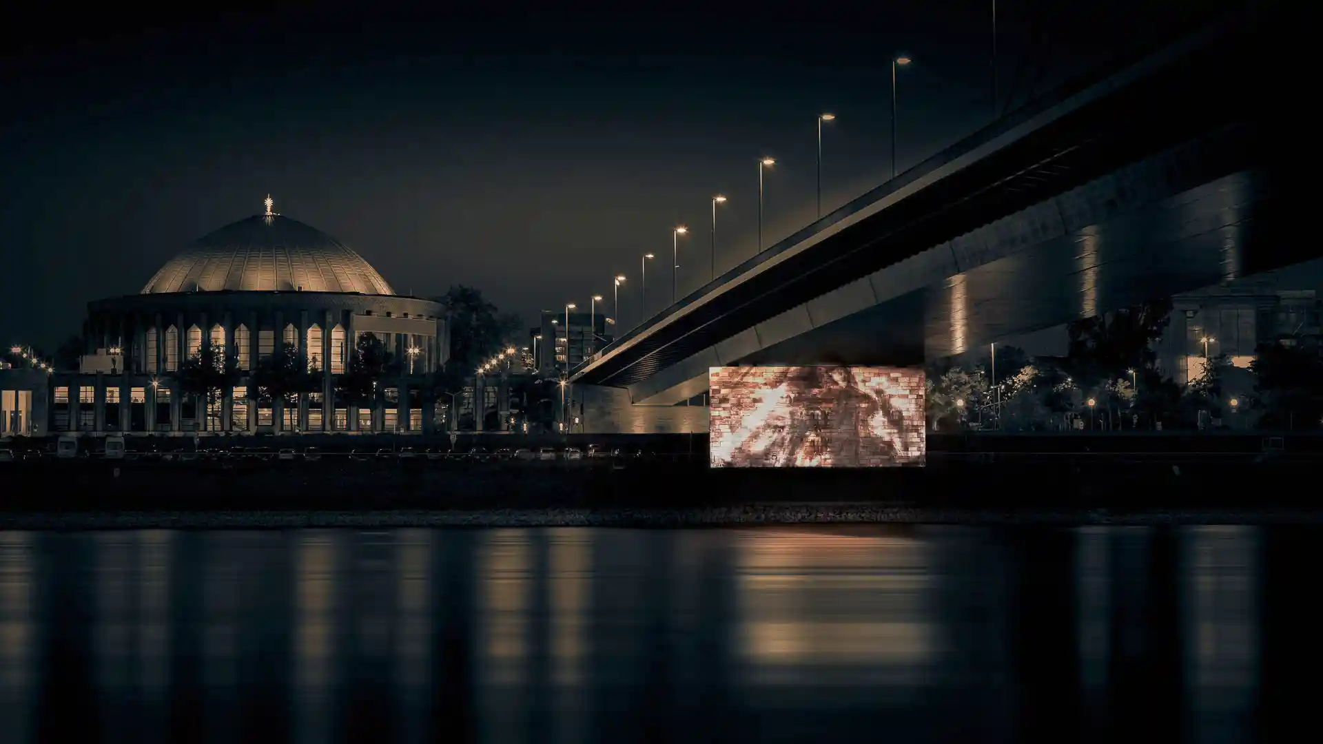 Plans, Visualisierung der Video Klang Installation unter der Oberkasseler Brücke an der Tonhalle in Düsseldorf, Bild 7