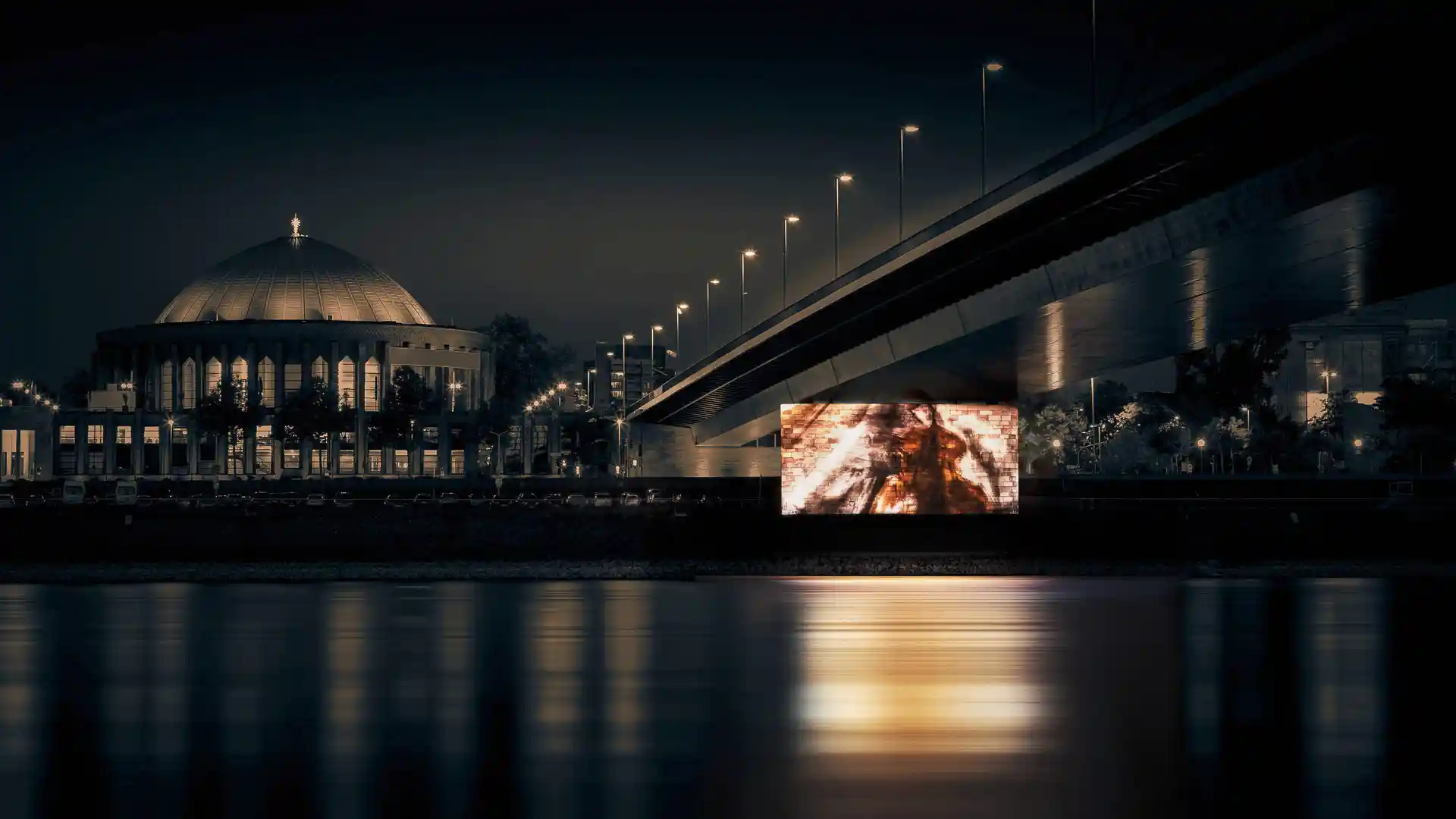 Plans, Visualisierung der Video Klang Installation unter der Oberkasseler Brücke an der Tonhalle in Düsseldorf, Bild 8