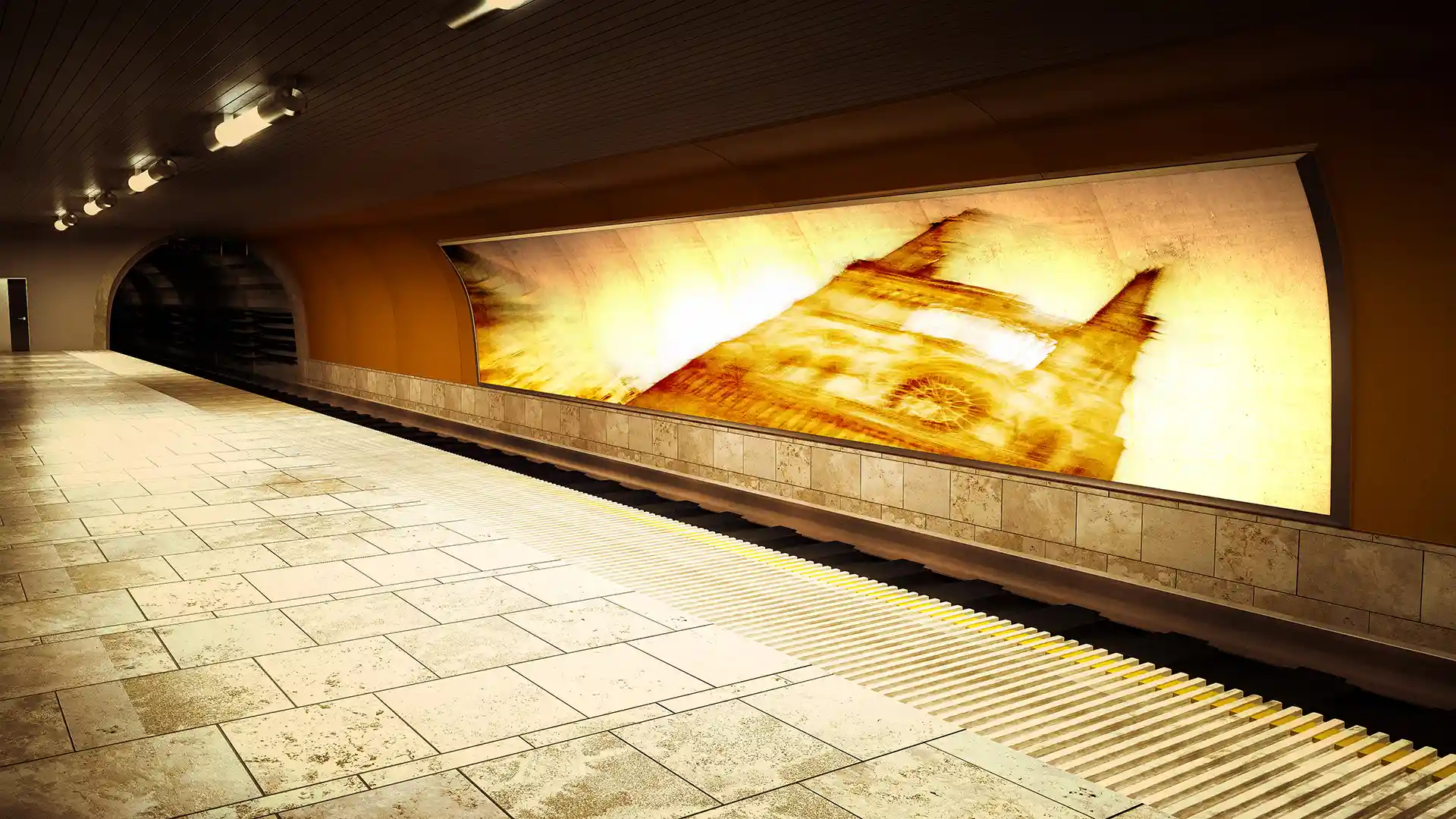 Plans, Subway Station, Video-Sound-Installation verkürzt die Wartezeit der Fahrgäste, Architektur Mapping, Bild 2