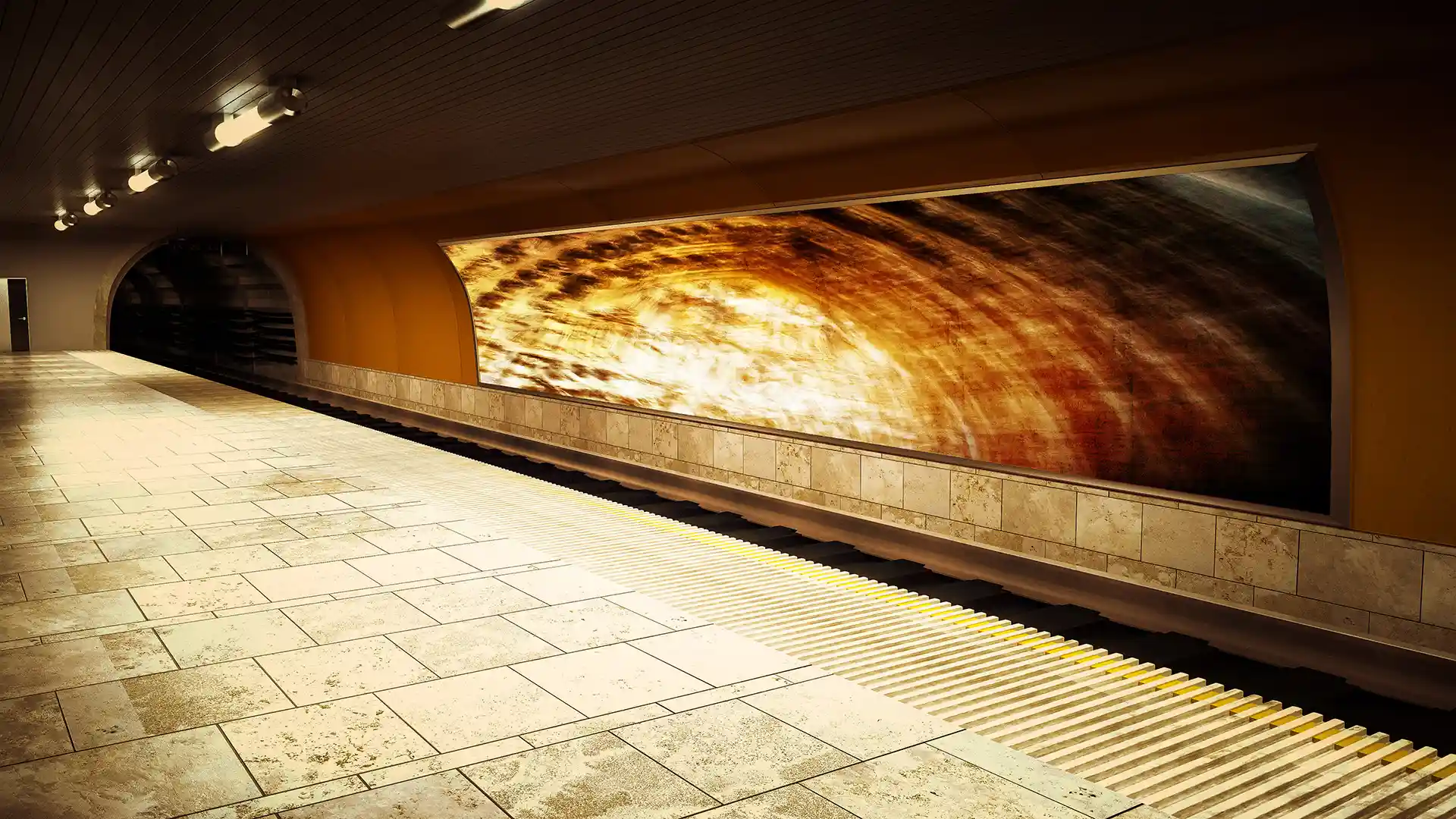Plans, Subway Station, Video-Sound-Installation verkürzt die Wartezeit der Fahrgäste, Architektur Mapping, Bild 4