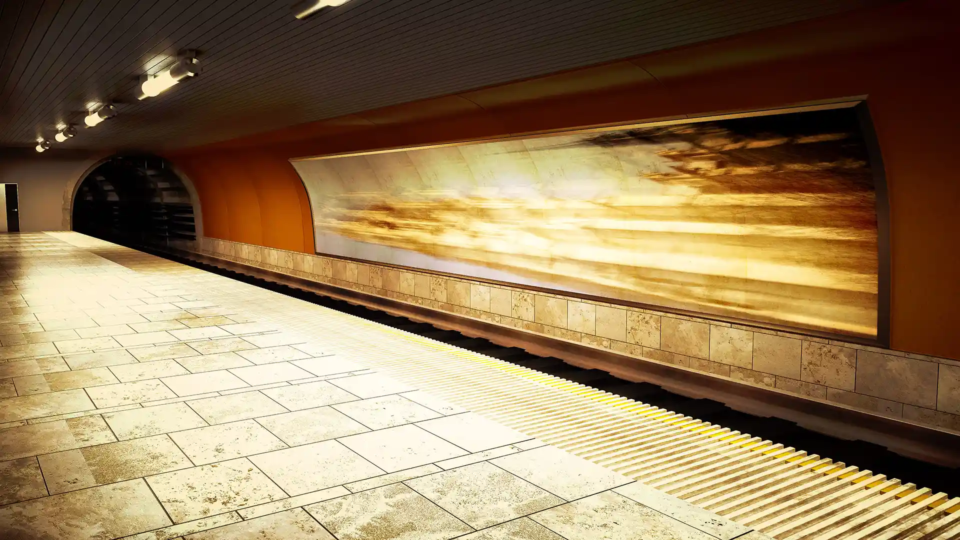 Plans, Subway Station, Video-Sound-Installation verkürzt die Wartezeit der Fahrgäste, Architektur Mapping, Bild 5