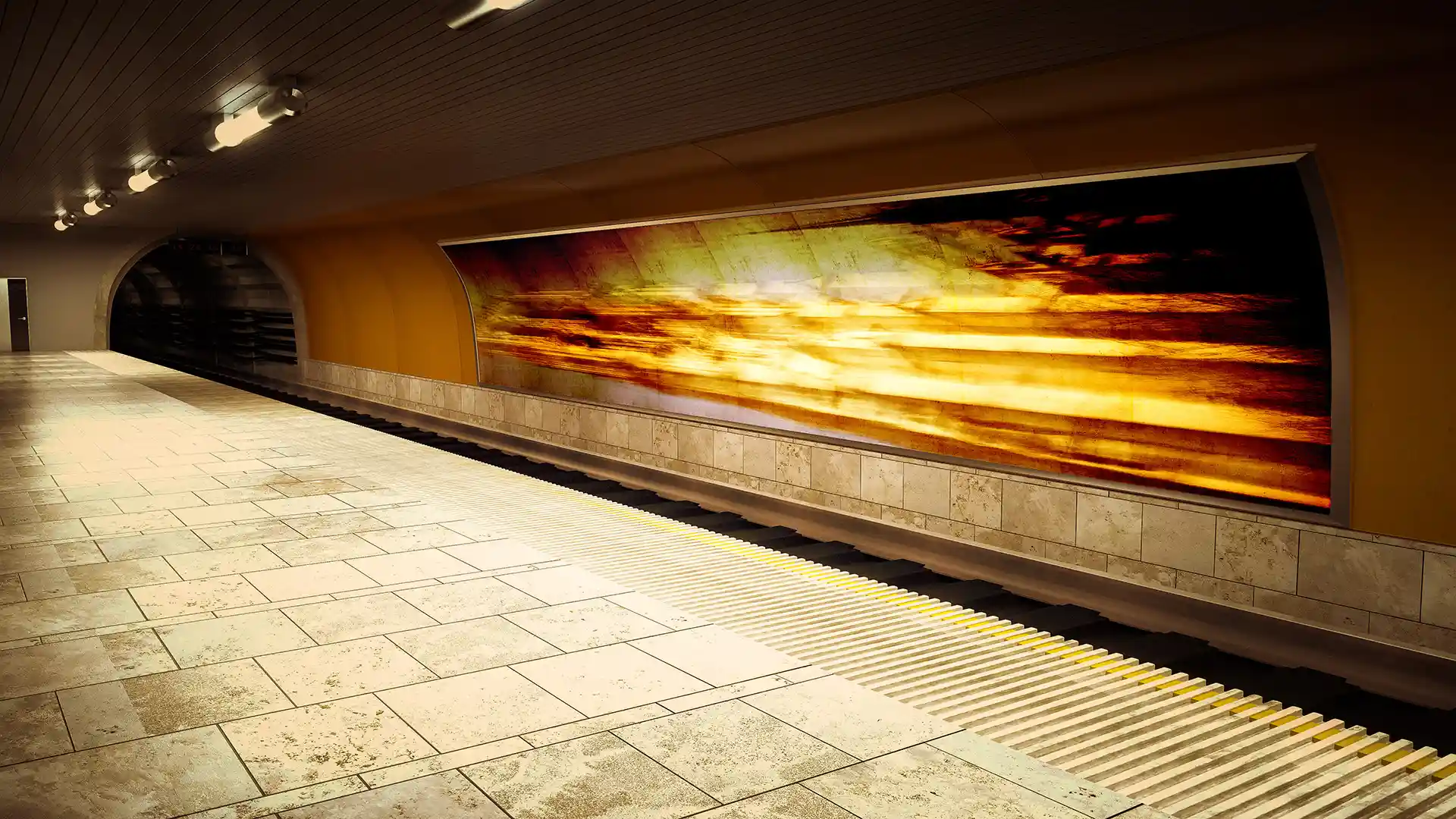 Plans, Subway Station, Video-Sound-Installation verkürzt die Wartezeit der Fahrgäste, Architektur Mapping, Bild 6