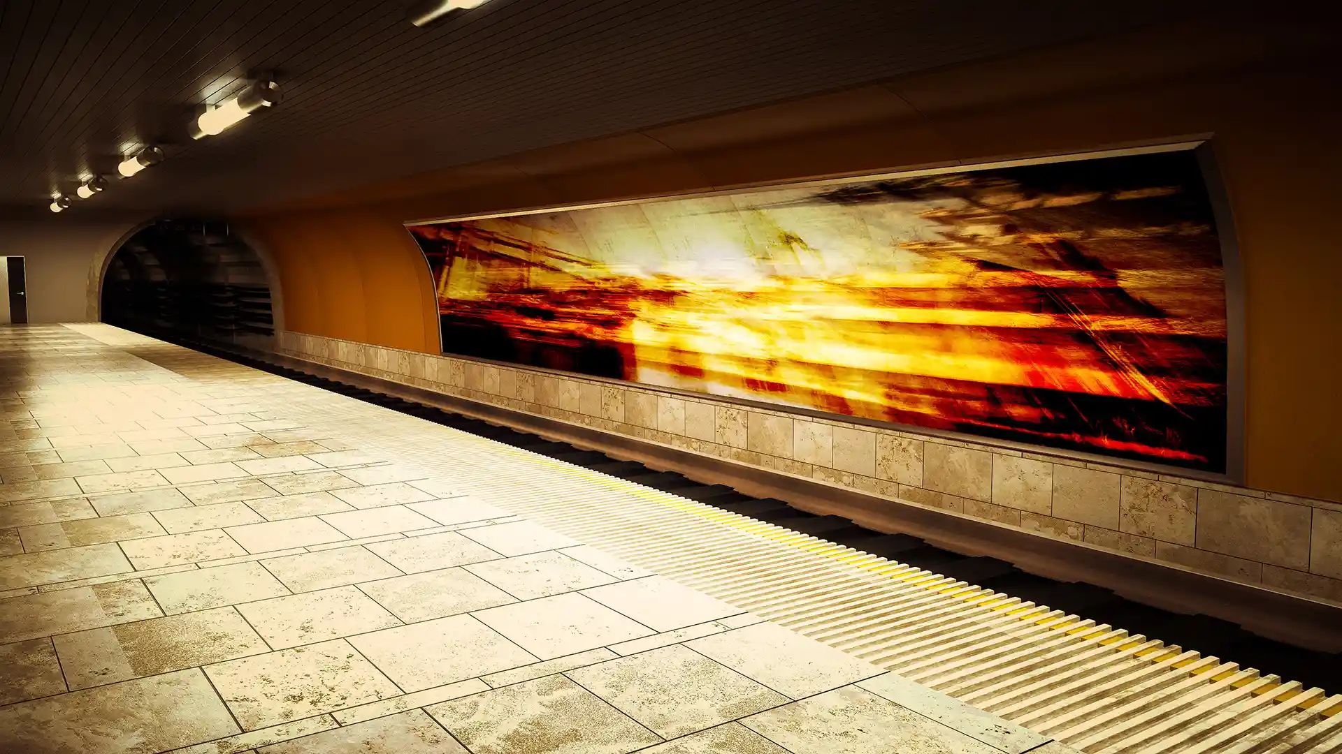 Plans, Subway Station, Video-Sound-Installation verkürzt die Wartezeit der Fahrgäste, Architektur Mapping, Bild 7