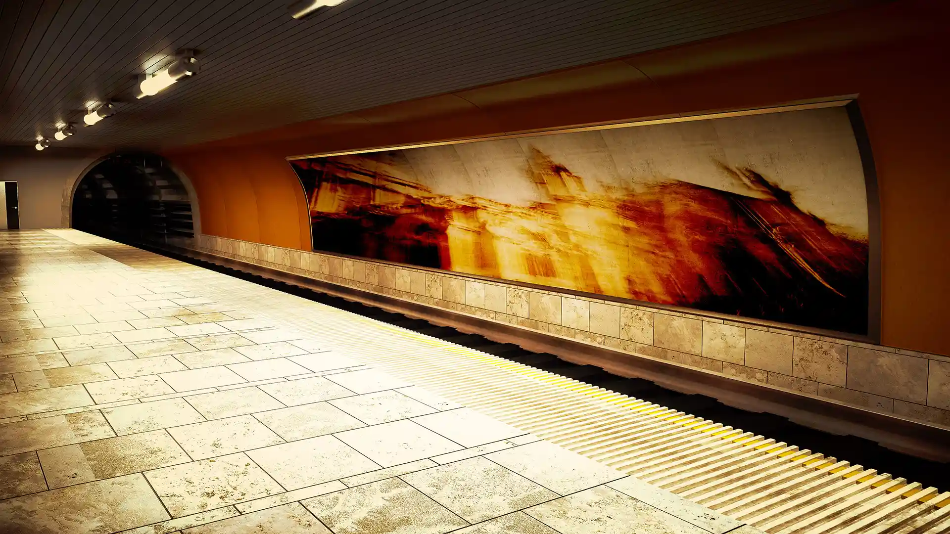 Plans, Subway Station, Video-Sound-Installation verkürzt die Wartezeit der Fahrgäste, Architektur Mapping, Bild 8