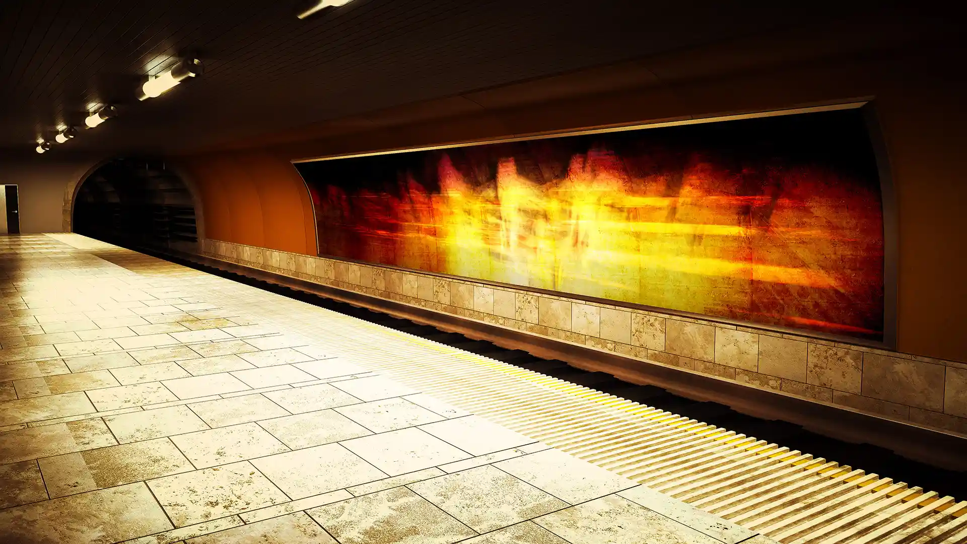 Plans, Subway Station, Video-Sound-Installation verkürzt die Wartezeit der Fahrgäste, Architektur Mapping, Bild 9