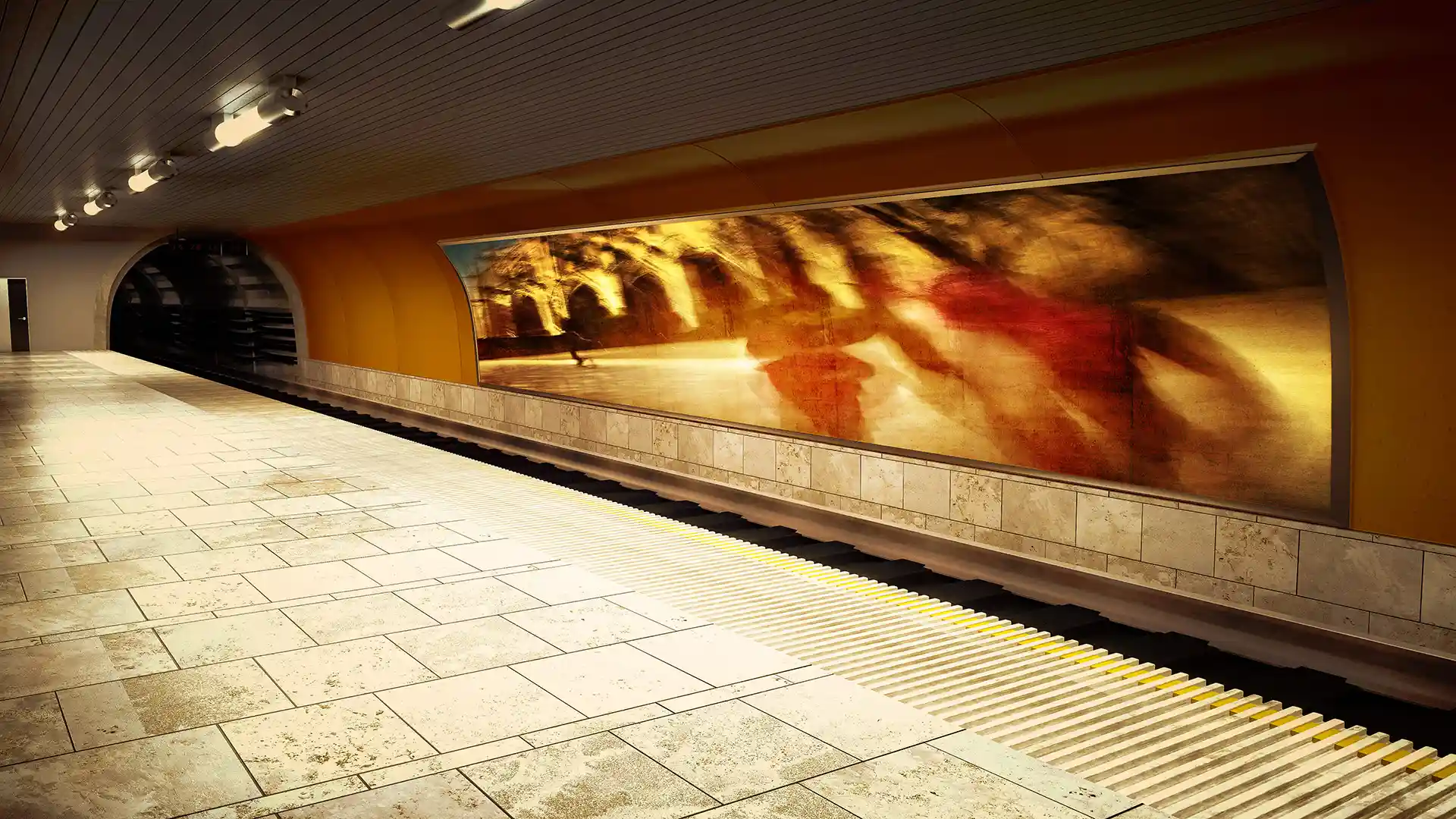 Plans, Subway Station, Video-Sound-Installation verkürzt die Wartezeit der Fahrgäste, Architektur Mapping, Bild 11