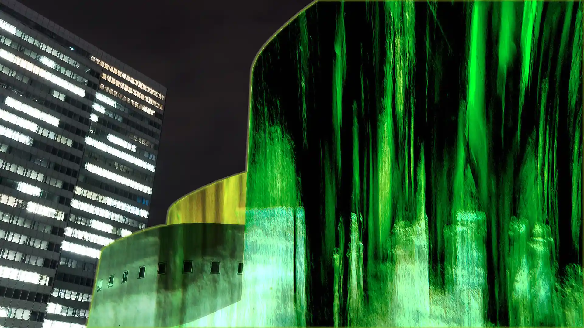 Plans, Schauspielhaus Düsseldorf, Videomapping verwandelt ein Gebäude zum Urban Screen, die Bühne wird zum Stadtraum, Bild 01