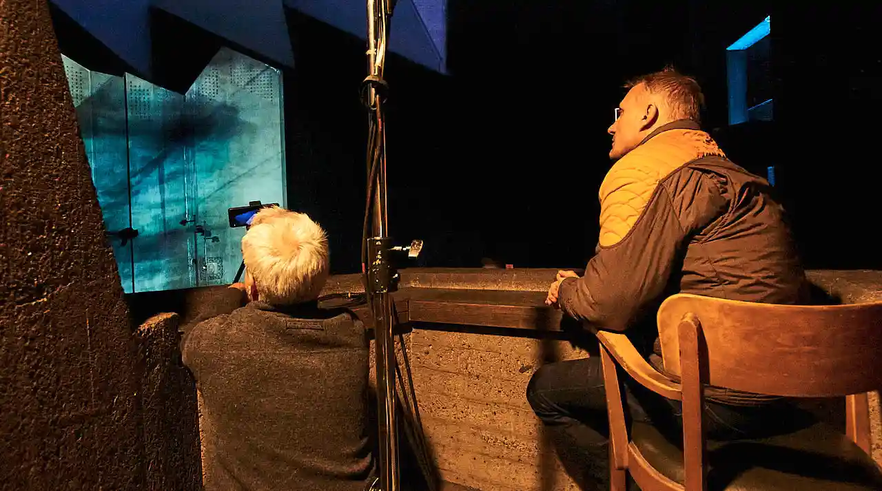 Ronald Gaube and Hendrik Wendler watching PHARUS Mariendom Neviges