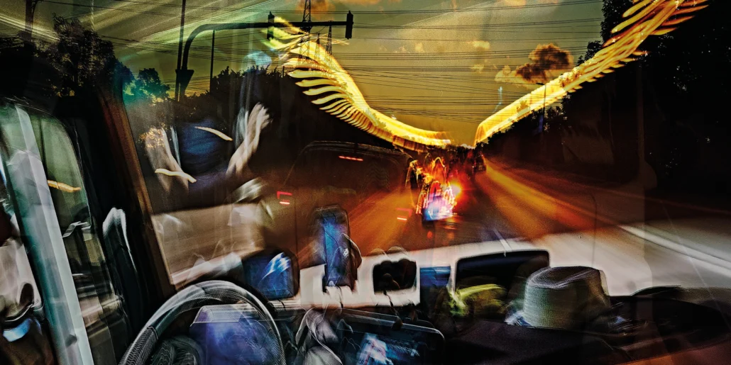 Area Composing WHEELS - Tribute to Drivers, Minute 22:17, Blick aus dem Cockpit von Uwes Truck auf der A46