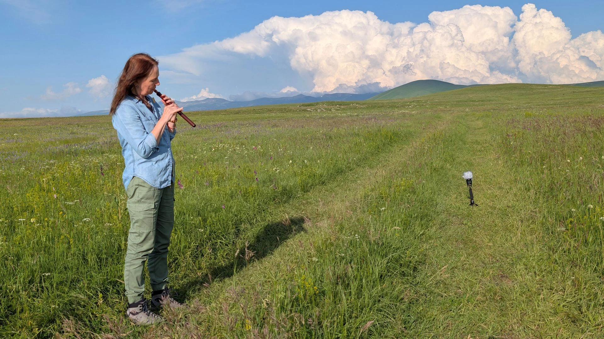 Dorothee playing Duduk in Darik, Armenia